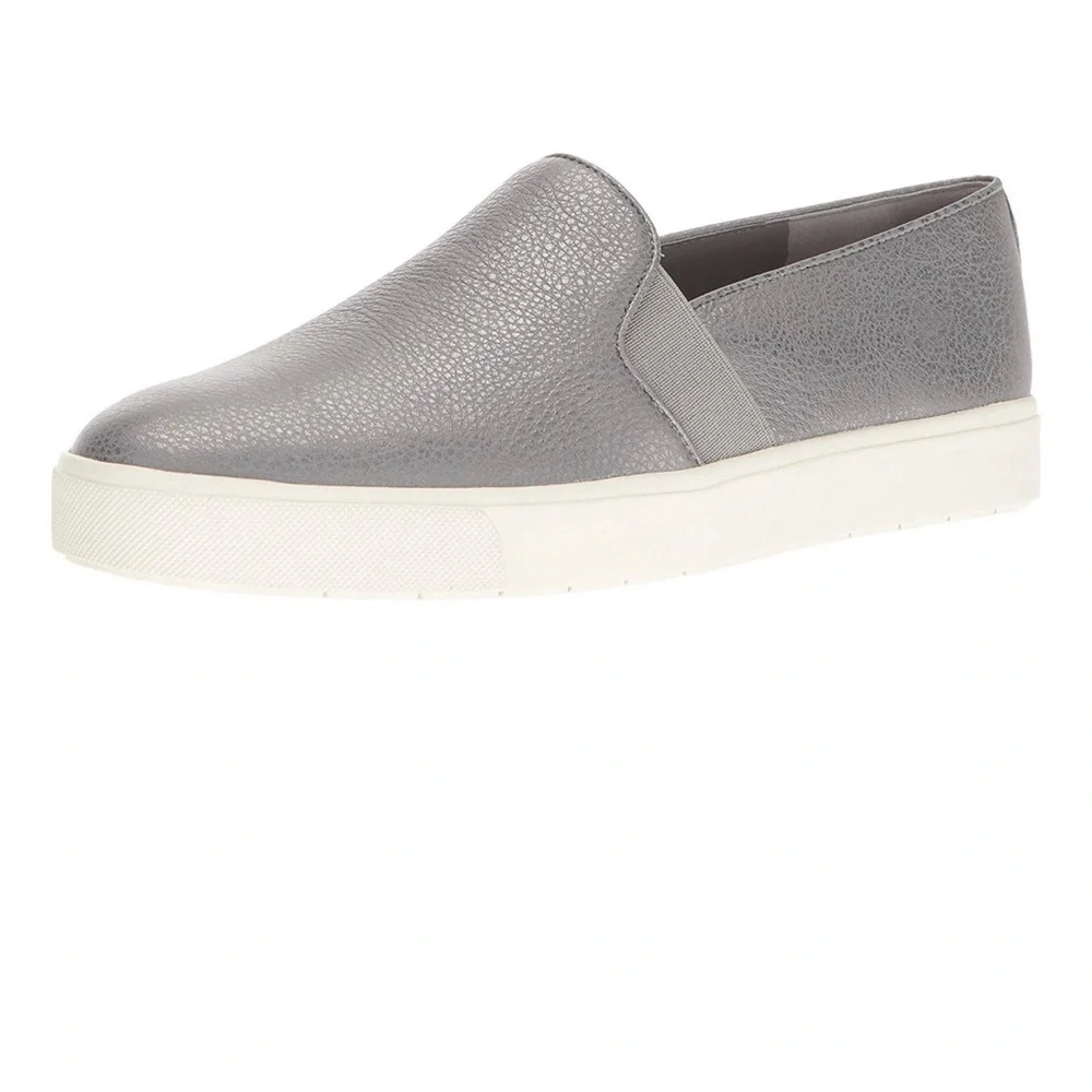 VINCE Blair 12 Gunmetal Leather Slip On Sneakers